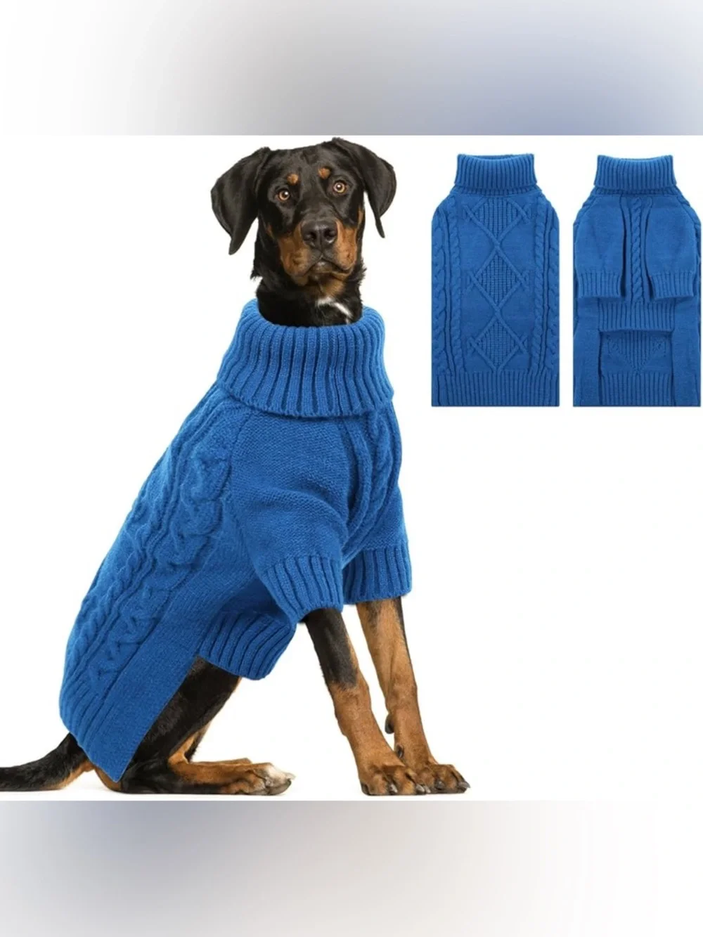 ASENKU Dog Sweater, Size M. Features a beautiful cornflower-blue color. This war